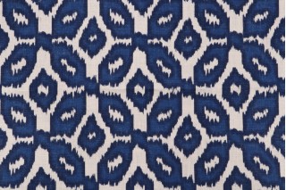 Shine Printed Linen Drapery Fabric in Blue by SHO for Delano House