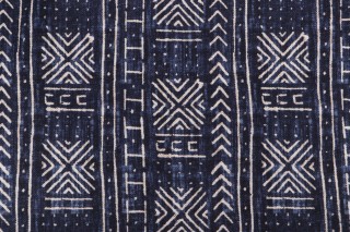 Genevieve Gorder Mali Mud Cloth Printed Linen Blend Drapery Fabric in Indigo