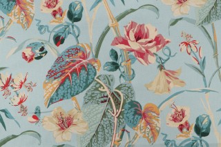 Waverly Your Grace Printed Cotton Drapery Fabric in Lagoon