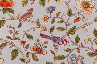 Waverly Summer Isles Printed Cotton Drapery Fabric in Tigerlily