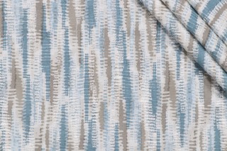 Kazuko Printed & Embroidered Drapery Fabric in Seaglass