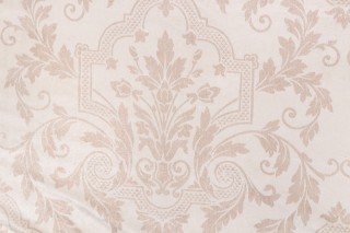 Scalamandre Falstaff Printed Velvet Decorator Fabric in Ecru