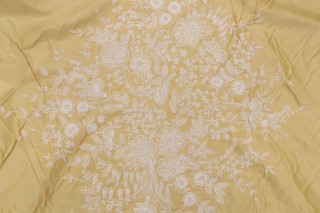 Fonthill Medallion Silk Emblem Embroidered Decorator Fabric in Yellow for Scalamandre