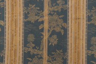 Scalamandre Stripe Damask Decorator Fabric in Blue/Gold