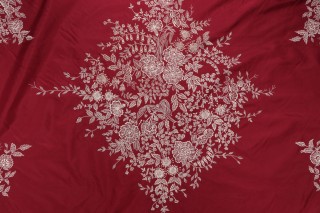 Fonthill Medallion Silk Emblem Decorator Fabric in Red for Scalamandre