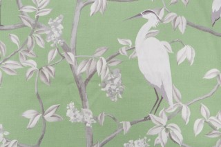 Covington Heron Printed Cotton Drapery Fabric in Kiwi