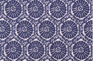 Covington Sea Breeze Printed Cotton Drapery Fabric in 593-Indigo