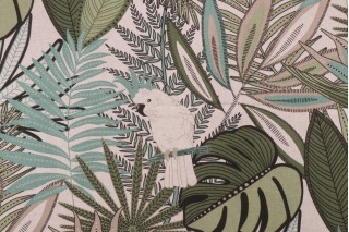 Stof France Cacatoes Toile Savoie Printed Drapery Fabric in Kaki