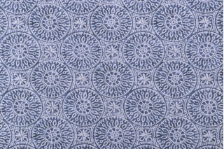 Magnolia Home Tibet II Printed Cotton Drapery Fabric in Navy