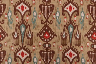 Robert Allen Khanjali Printed Linen Blend Drapery Fabric in Adobe