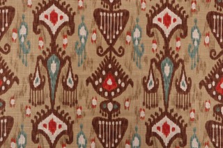 Robert Allen Khanjali Printed Linen Blend Drapery Fabric in Adobe