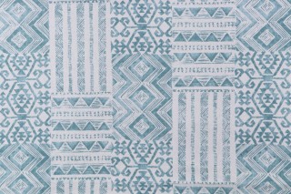 Mill Creek Indrani Printed Cotton Drapery Fabric in Island Blue