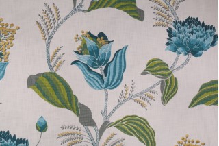 Covington Sylvie Printed & Embroidered Cotton Drapery Fabric in 504-Azure