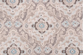 PK Lifestyles Stamped Damask Printed Polyester Outdoor Fabric in Stone