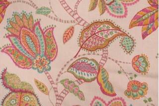 Duralee Global Style Printed Linen Drapery Fabric in Tutti Fruitti