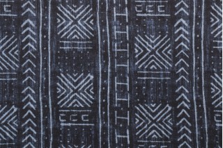 Genevieve Gorder Mali Mud Cloth Printed Polyester Outdoor Fabric in Indigo