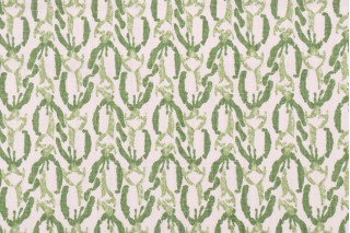 Lacefield Reed-Chatham White Printed Cotton Blend Drapery Fabric in Emerald