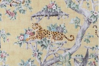 Kaufmann Lazy Days Printed Cotton Twill Drapery Fabric in Gold