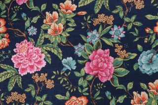 Covington Amesbury Printed Linen Blend Drapery Fabric in 555-Classic Navy