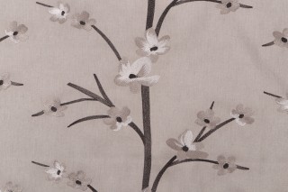 Juniata Embroidered Drapery Fabric in Silver