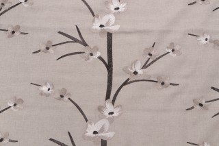 Juniata Embroidered Drapery Fabric in Silver