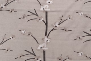 Juniata Embroidered Drapery Fabric in Silver