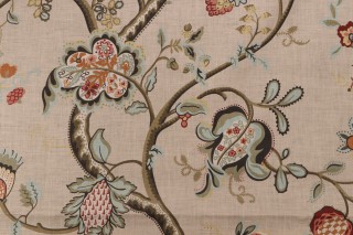 Cheltenham Floral Printed Linen Drapery Fabric in Vintage
