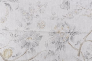 Sarah Richardson Errington Printed Linen Drapery Fabric in Sterling for Kravet CLOSEOUT