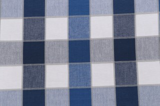 Laura & Kiran Buffalo Check Woven Upholstery Fabric in Indigo Sky 