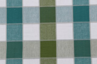 Laura & Kiran Buffalo Check Woven Upholstery Fabric in Turquoise/Leaf 