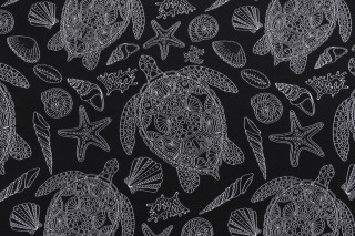 Terrasol-Turtle Beach Printed Outdoor Fabric in Ebony 