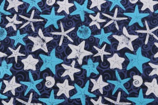 Terrasol-Starfish Printed Outdoor Fabric in Indigo 
