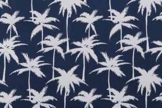 Terrasol-Palmetto Printed Polyester Outdoor Fabric in Navy 