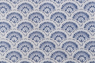 Amelia Printed Twill Drapery Fabric in Indigo 