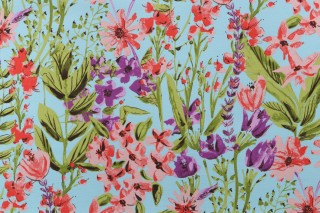 Terrasol-Gloria Printed Polyester Outdoor Fabric in Aqua 