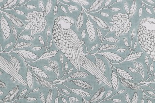 Laura & Kiran Eden Printed Cotton Drapery Fabric in Spa 