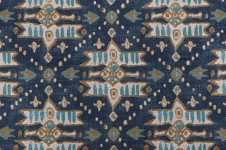 Magnolia Home Arturo Printed Cotton Drapery Fabric in Navy 