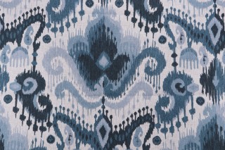 Magnolia Home Akita Printed Cotton Drapery Fabric in Navy 