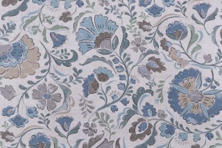 Magnolia Home Alice Printed Cotton Drapery Fabric in Denim 