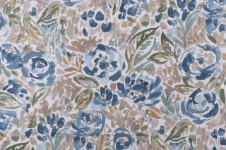Magnolia Home Tilly Printed Cotton Drapery Fabric in Denim 