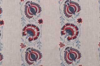 P Kaufmann Nalini Printed Cotton Blend Drapery Fabric in Americana 