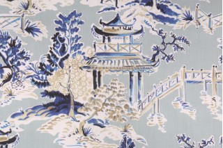 Hamilton Ming Printed Cotton Drapery Fabric in Rain