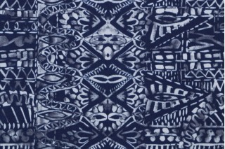 Terrasol Blobal Patch Work Printed Polyester Outdoor Fabric in Indigo