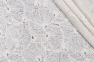 P Kaufmann Baylin Sheer Embroidered Drapery Fabric in Vanilla 