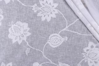 P Kaufmann Darcy Sheer Embroidered Drapery Fabric in Sea Salt 