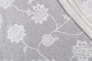 P Kaufmann Darcy Sheer Embroidered Drapery Fabric in Vanilla 