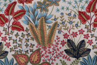 Hamilton Farrington Printed & Embroidered Drapery Fabric in Jewel 