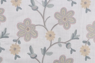 Valiant Fabrics Amelia Embroidered Drapery Fabric in Pearl 