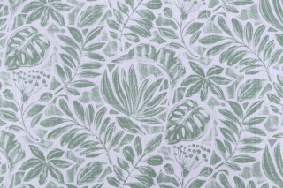 Stof France Cornelia Printed Cotton Drapery Fabric in Menthe 