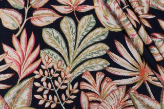 Hamilton Chandler Embroidered Drapery Fabric in Navy 